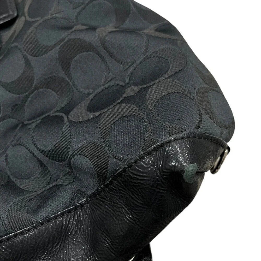 Coach Black Signature Fabric Ashley Handbag